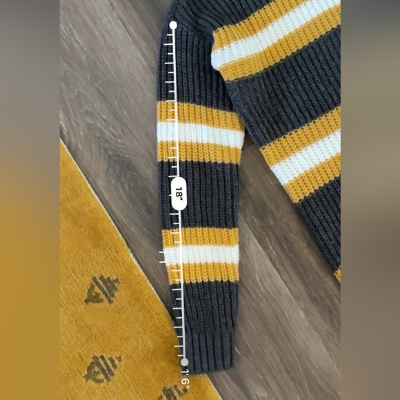 Grey/Yellow Striped Knit Sweater - Picture 8 of 10